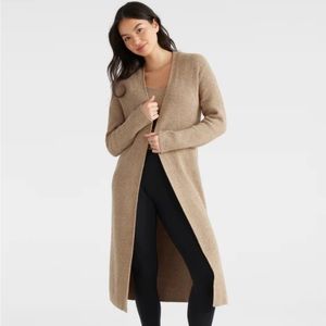 Knix rib-knit duster cardigan in oatmeal, size XXXL